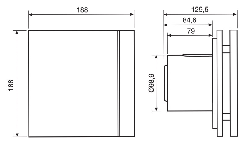 Габаритные размеры Soler & Palau SILENT-100 DESIGN Grey 3C