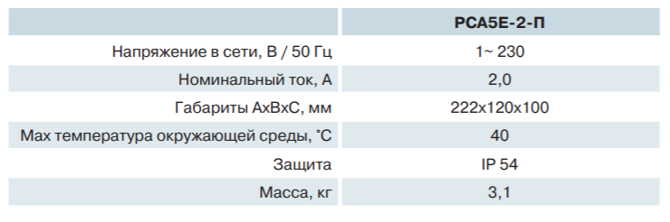 Тех характеристика регулятора скорости РСА5Е-2-П